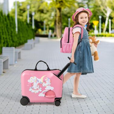 Дитячий дорожній набір DREAMADE: валіза-тролейбус та рюкзак 18”+12”, валіза для дітей у вигляді бджоли, жовтий, комплект для подорожей