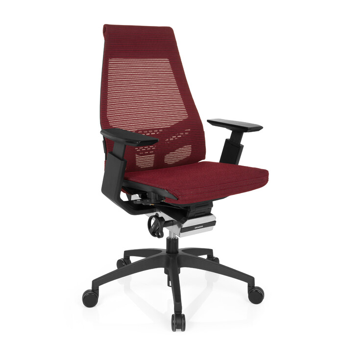 Офісне крісло GENIDIA SMART BLACK з сітчастою спинкою, червоним акцентом hjh OFFICE