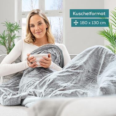 Електрична грілка-ковдра Beurer HD 75 Nordic Grey Green Planet, з переробленого матеріалу, 6 температурних режимів, м'яка, автоматичне вимкнення, 180x130 см
