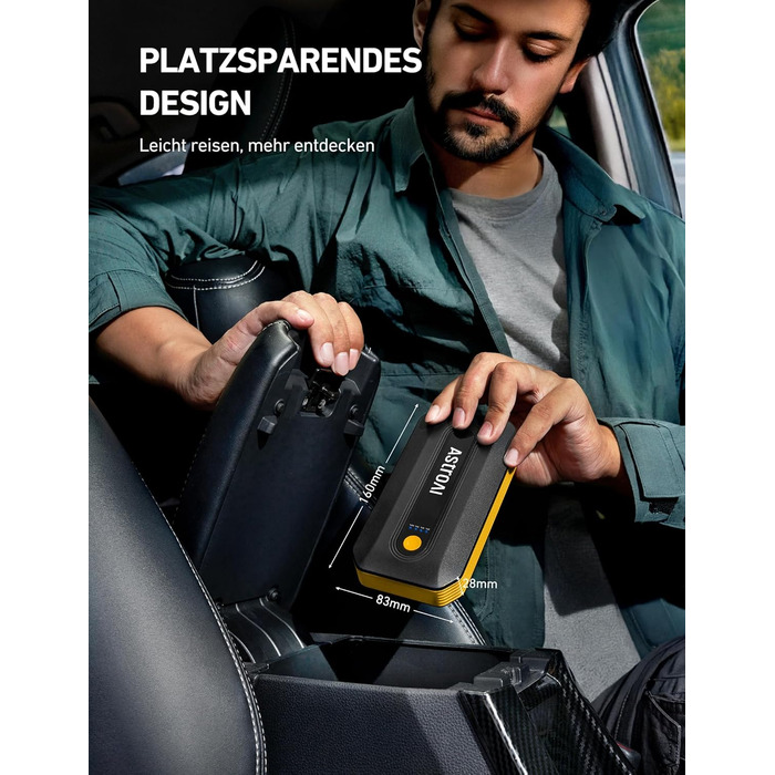 Powerbank Starthilfe AstroAI B8 для автомобіля: 7.0L бензин/5.5L дизель, Jump Starter з LED, QC 3.0 USB, 12V