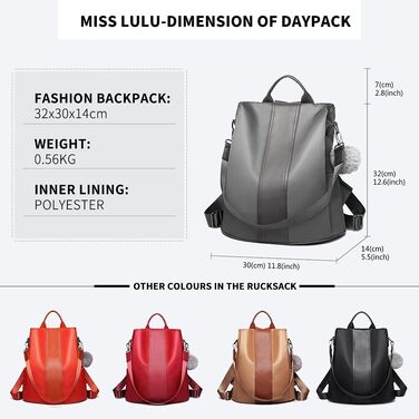 Жіночий рюкзак Miss Lulu, елегантний міський рюкзак, сірий, компактний, антивандальний, універсальний розмір