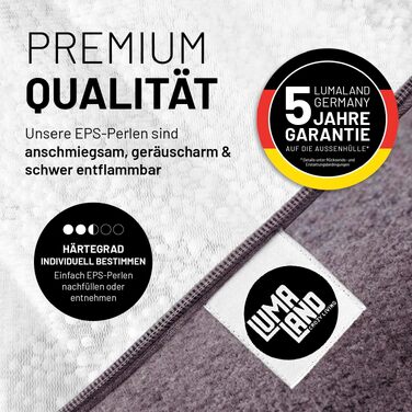 Мішок-крісло Lumaland Comfort Line 80x90x50 см, темно-сірий - м'яке та зручне для дітей та дорослих, наповнений EPS-гранулами (185 л)