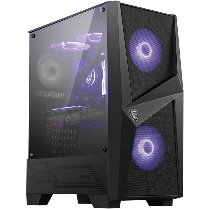 Корпус MSI MAG FORGE 100M ATX, 2x USB 3.1, 3 вентилятори (2x 120мм A-RGB, 1x 120мм), чорний, RGB-підсвічування, середній баштовий