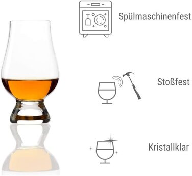 Набір склянок для віскі Glencairn, 4 шт, 190 мл, кришталеве скло, для дегустації, підходить для посудомийної машини