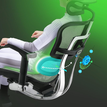 Ергономічне крісло для офісу/кабінету ERGOHUMAN PLUS LEGPRO GEN2 з підніжкою, сітка, чорний, hjh OFFICE