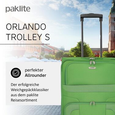 Валіза для подорожей Paklite Orlando, м'який великий дорожній тролей з 2 колесами, 73 см, 80 л, колір зелений