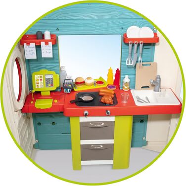 Дитячий ігровий будиночок Smoby Life Chef (124x132x135 см) з кухнею та прилавком, вуличний, з переробленого пластику, для дітей від 2 років