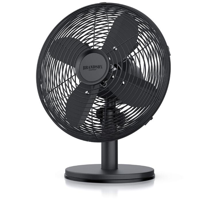 Вентилятор настільний Brandson мідний, 3 швидкості, з коливанням 80°, металевий корпус, чорний матовий