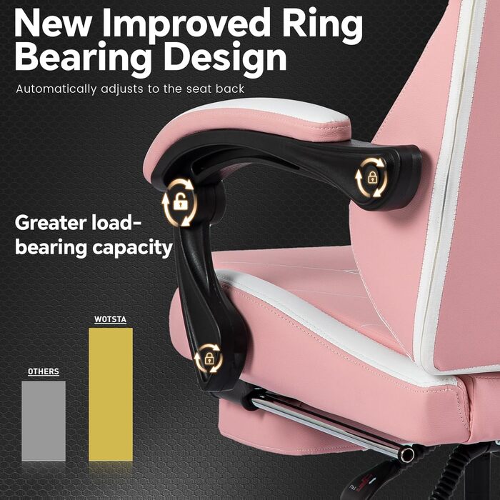 Геймінговий крісло Ergonomischer Gamer Stuhl Bürostuhl з підніжкою, Racing Computerstuhl, регульована висота, з м'якою оббивкою, блакитно-бежевий (рожево-білий)