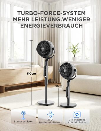 Вентилятор підлоговий Midea FS40-23MR з пультом, 3 швидкості, телескопічна висота, поворот 90°, чорний
