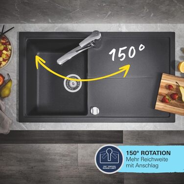 Змішувач кухонний GROHE Start 304702430 чорний, поворотний на 150°, з економією води