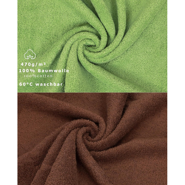 Набір рушників Betz Classic 10 шт. 100% бавовна: 2 банних, 4 для рук, 2 гостьових, 2 для мила, апельсиново-зелений і горіховий
