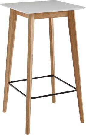 Барний стіл FineBuy 60x110x60 см, білий, для 4 осіб, скандинавський дизайн, дерев'яний високий стіл для бару та вечірок, дуб