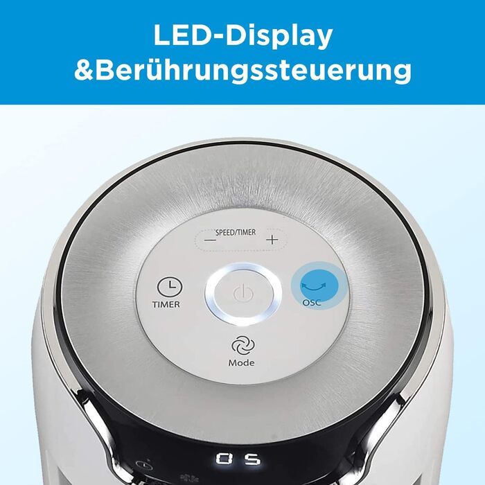 Вентилятор-колона Midea FZ10-16AR з пультом, 110 см, 6 швидкостей, 3 режими, таймер 12 годин, білий, осциляція 60°