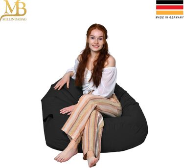 Мішок-крісло Beanbag MILLINDABAG Kastanie краплеподібний для дітей, підлітків та дорослих, антрацит, XL 77 см - для дому та вулиці, вже наповнений