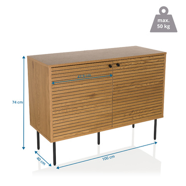 Сервант LINNO S 100x40x74 см, 2 дверцята, дуб, hjh LIVING