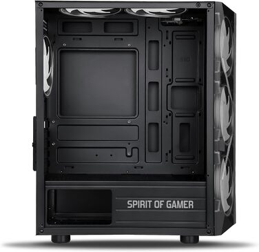 Корпус для ПК Spirit Of Gamer Rogue 7, RGB підсвітка, 6 ARGB вентиляторів 120 мм, сумісний з mATX, середній геймерський корпус із загартованим склом, оптимізований для охолодження