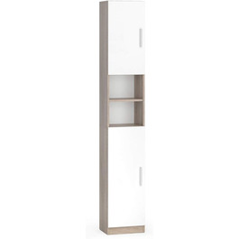 Високий шафа для ванної Vicco Luis, дуб сонома/білий, 32x190 см
