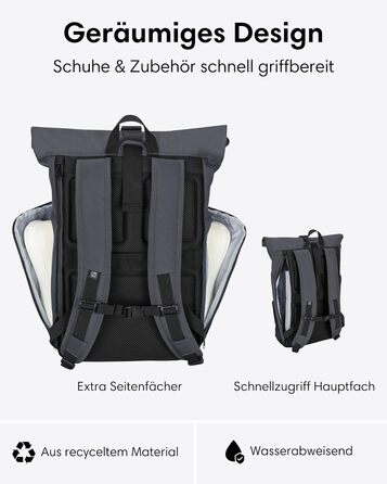 Рюкзак LARKSON Rolltop 21 л для ноутбука 16'' сірий — універсальний міський рюкзак для жінок і чоловіків, для університету, роботи, велосипеда, подорожей, з відділенням для ноутбука та кріпленням на валізу