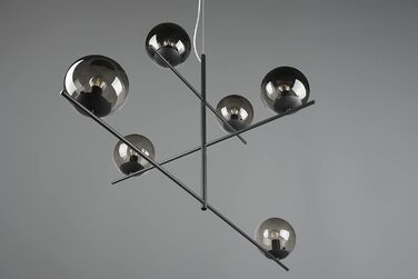 Підвісний світильник Trio Leuchten Pure 6xE14, антрацит, скло димчасте, метал