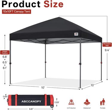 Павільйон садовий ABCCANOPY 3x3м водонепроникний розкладний чорний для пікніка та фестивалів