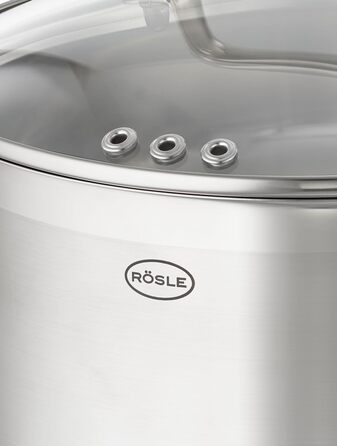Набір каструль RÖSLE Charm 4 шт. з нержавіючої сталі 18/10 з кришками та мірною шкалою, індукційна, для посудомийної машини (16 см)