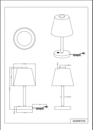 Настільна лампа Trio Emerald 4 Вт, інтегрований LED, матовий нікель, 15x15x29 см