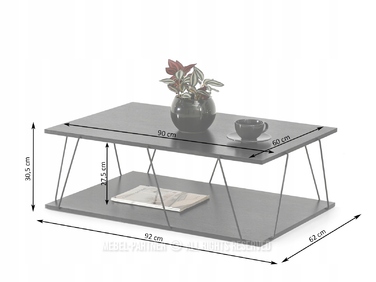 Журнальний стіл Mebel-Partner прямокутний 92 x 62 x 30,5 см, чорний дуб
