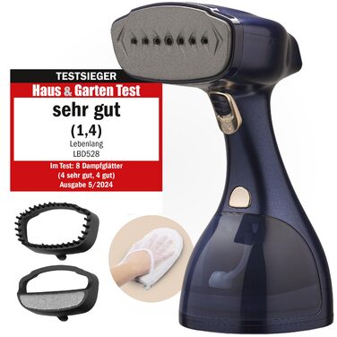 LEBENLANG Пароочищувач для одягу - 1500W, 300ml, з рукавичкою та насадками | Професійний пароочищувач для одягу | Пароочищувач, парогенератор, спрей, блакитний