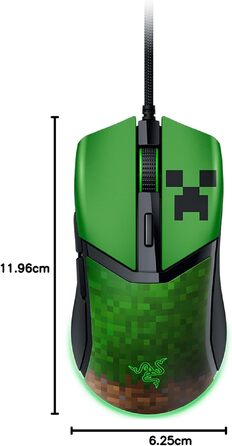 Ігрова миша Razer Cobra Minecraft: легка дротова миша з RGB-підсвіткою Chroma, оптичними перемикачами 3-го покоління, вага 57 г, чорна