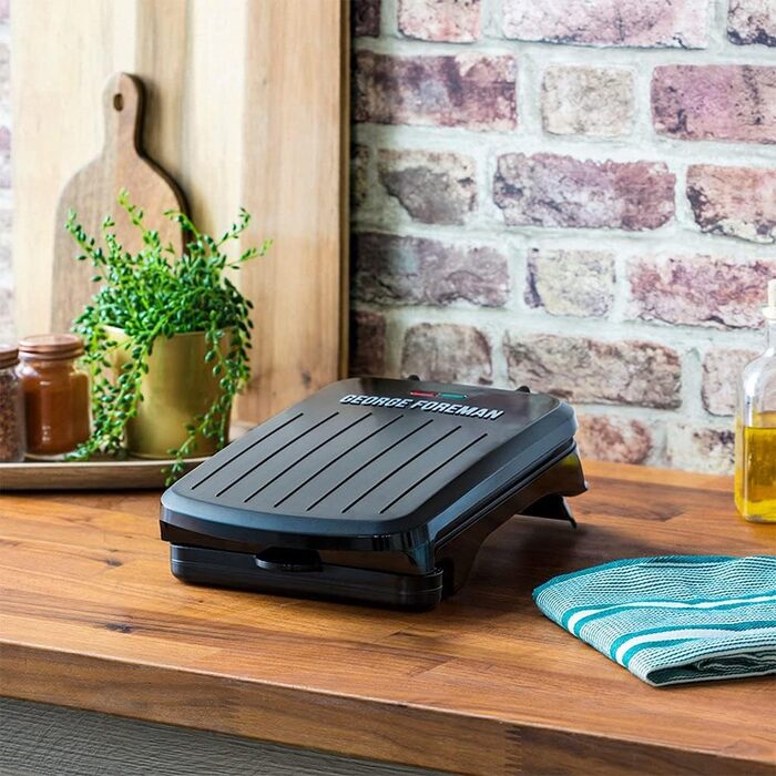 Електричний гриль George Foreman 25800, багатофункціональна гриль-плита і тостер, швидкий нагрів, легке очищення, чорний