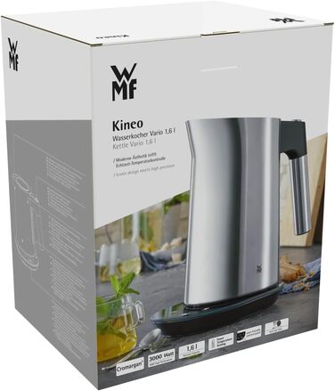 Електричний чайник WMF Kineo з регулюванням температури 1,6 л, 3000 Вт, матова нержавіюча сталь