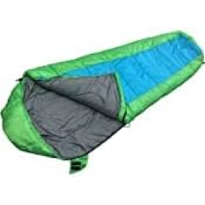 Дитячий спальний мішок EXPLORER JUNIOR 170x70x50 см мумія для кемпінгу, зелено-синій