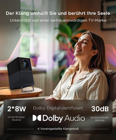 Проєктор TCL A1s 4K Full HD Google TV/Netflix: Dolby Audio, Bluetooth, WiFi, Автофокус, Корекція трапеції 6D для дому та ігор