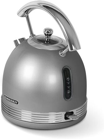 Набір для сніданку Schneider Retro Line срібний: тостер та чайник 1.7л, поворотна база 360°, захист від перегріву, 6 режимів підсмажування