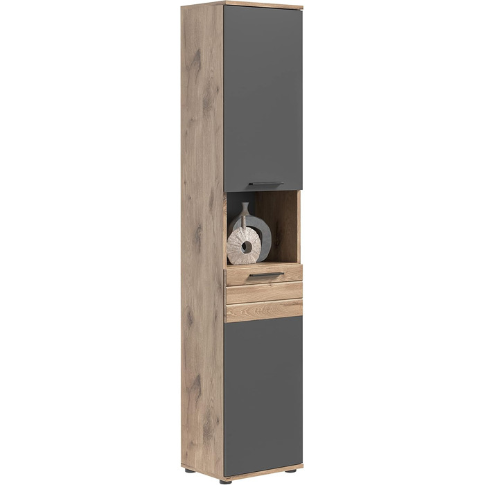 Високий шафа для ванної Xonox Home Mason X12B8711, сірий, 37x190x34 см