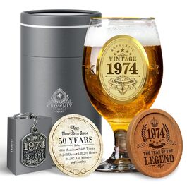 Пивний келих з гравіюванням CROWNLY CRYSTAL® 1935 – персоналізований подарунок для чоловіка на 90 років, декор, келих для дідуся, подарунок на 90-річчя