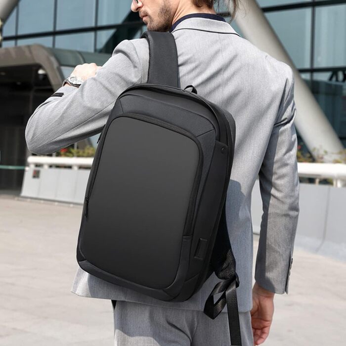 Чоловічий водонепроникний рюкзак HEROIC KNIGHT для ноутбука 15.6" з USB, антивор, діловий, для подорожей, роботи, університету, чорний