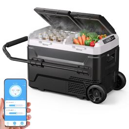 Автомобільний холодильник KROAK 40л з Bluetooth, 2 зони (-20°C/+20°C), 12/24/230V, колеса, перегородка, тихий (45дБ) - для авто, кемпінгу, каравану