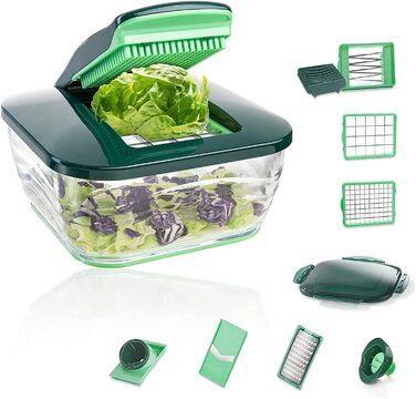 Овочерізка Genius Nicer Dicer Chef 15 в 1, зелена, багатофункціональна, для овочів, фруктів, цибулі, мандоліна, шинкування