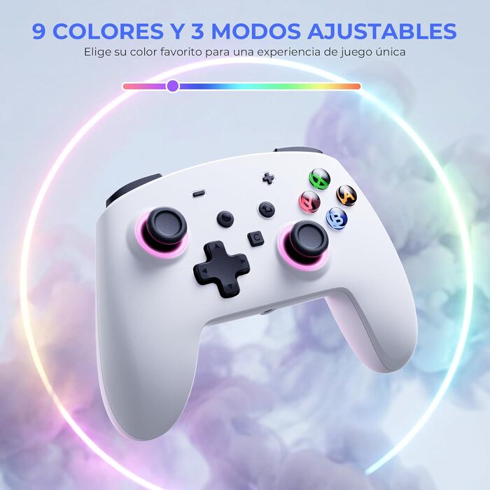 Бездротовий ігровий контролер ECHTPower для PC, Switch, Steam Deck, Android, iOS — RGB підсвічування, Hall-джойстики, вібрація, Turbo, акумулятор 800mAh (Білий)