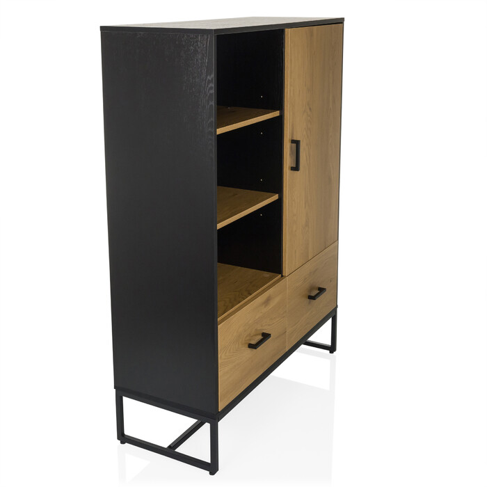 Шафа AMIO H 100x40x140 см, 2 висувні ящики, 1 дверцята, чорний/дуб, hjh LIVING