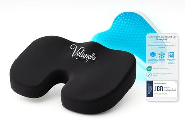 Гелеве сидіння з піною Memory Foam, сертифіковане IGR – ергономічна подушка для офісу, авто та дому (чорний)