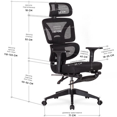Крісло Mealux S201 Air Black (арт. HF-S201 F/B)