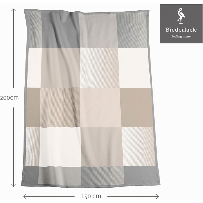 М'який плед biederlack® Across Beige XXL, велика ковдра на диван 220x240 см, бежевий
