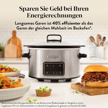 Мультиварка Crockpot Schongarer Slow Cooker 7.5 л з регулюванням часу приготування, нержавіюча сталь [CSC063X]
