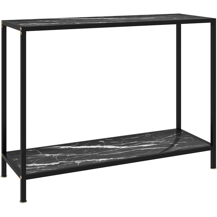 Консольний стіл vidaXL чорний і білий 100x35x75 см, загартоване скло і сталь, для коридору, гостьової, вітальні, декоративний туалетний столик
