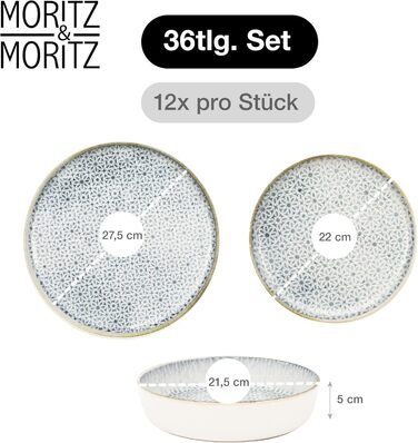 Набір порцелянових чашок для кави та чаю Moritz & Moritz ALHAMBRA, 6 шт. по 380 мл, синій колір