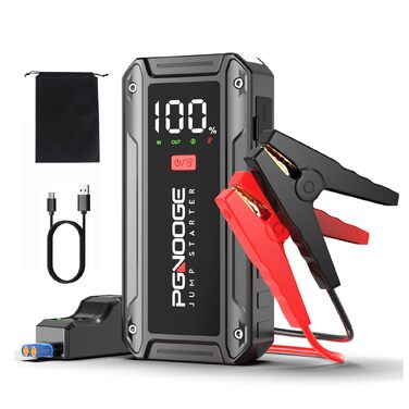 Бустер автомобільного акумулятора Starthilfe Powerbank 26800mAh 6000A з LED-ліхтарем та дисплеєм для авто, SUV, мотоциклів та газонокосарок, чорний