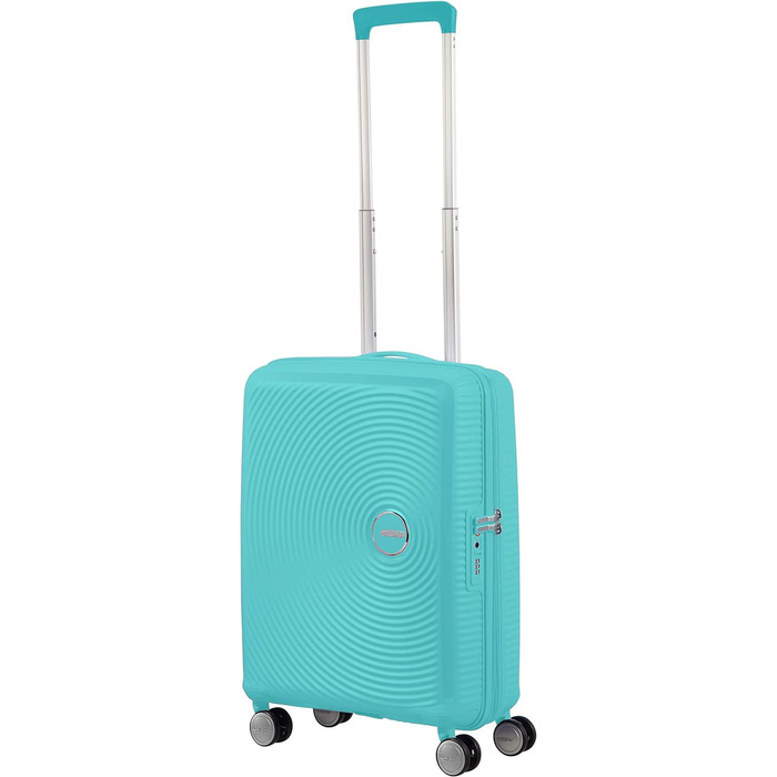 Чемодан American Tourister Soundbox Spinner S, розширюваний, 55 см, 35.5/41 л, синій, з TSA-замком, ручна поклажа